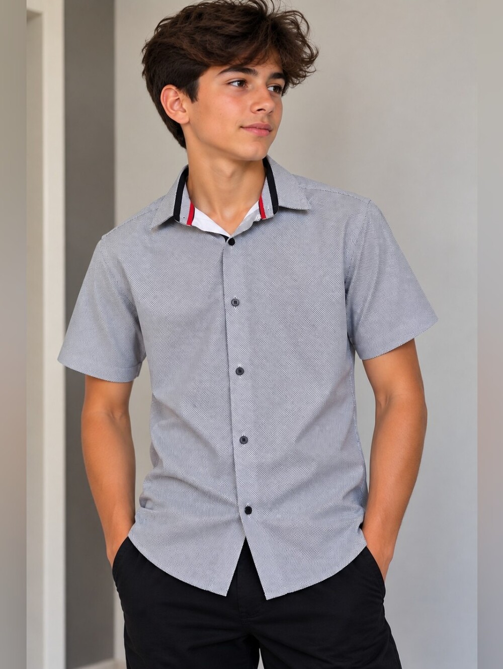 American Breed Boys Short Sleeve Button-Up Shirt - Size S - New Without Tags